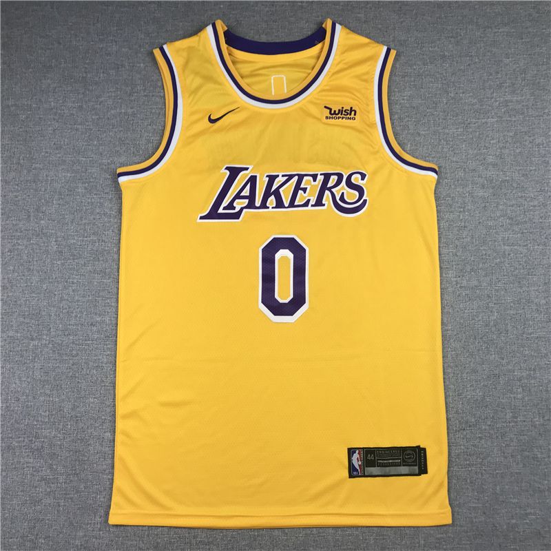 Men Los Angeles Lakers #0 Westbrook Yellow Game Nike 2021 NBA Jersey